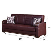 Versatile leather sofa bed w/ storage in brown additional photo 3 of 4