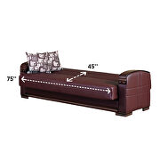 Versatile leather sofa bed w/ storage in brown additional photo 4 of 4