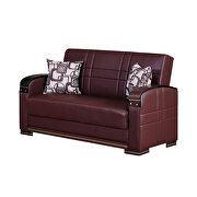 Versatile leather sofa bed w/ storage in brown additional photo 5 of 4