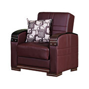 Versatile leather sofa bed w/ storage in brown by Empire Furniture USA additional picture 8