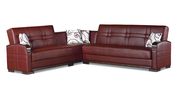 Burgundy leatherette sleeper / storage sectional by Empire Furniture USA additional picture 2