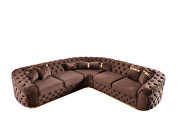 Brown velvet upholstery modern low-profile tufted sectional by Empire Furniture USA additional picture 2