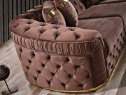 Brown velvet upholstery modern low-profile tufted sectional by Empire Furniture USA additional picture 3