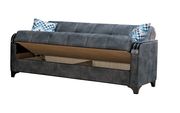 Gray fabric sleeper sofa w/ wooden arms additional photo 3 of 6