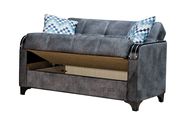 Gray fabric sleeper loveseat w/ wooden arms by Empire Furniture USA additional picture 2