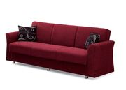 Deep burgundy chenille fabric sleeper sofa additional photo 2 of 5