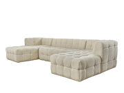 Beige cotton fabric double chaise modern sectional by Empire Furniture USA additional picture 7