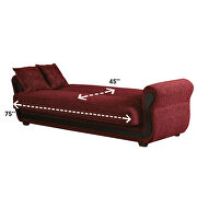 Wood trim / burgundy fabric sofa bed w/ storage additional photo 4 of 5