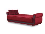 Wood trim / burgundy fabric sofa bed w/ storage additional photo 5 of 5