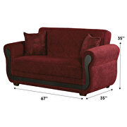 Wood trim / burgundy fabric loveseat by Empire Furniture USA additional picture 2
