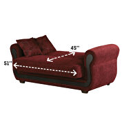 Wood trim / burgundy fabric loveseat by Empire Furniture USA additional picture 3