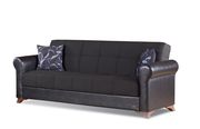 Espresso leatherette/fabric sofa bed additional photo 2 of 5