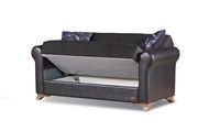 Espresso leatherette/fabric loveseat bed additional photo 2 of 2