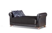 Espresso leatherette/fabric loveseat bed additional photo 3 of 2
