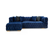 Tufted low-profile sectional in blue velvet microfiber by Empire Furniture USA additional picture 2