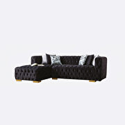 Tufted low-profile sectional in black velvet microfiber by Empire Furniture USA additional picture 2