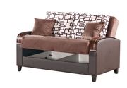 Two toned brown wood trim storage loveseat by Empire Furniture USA additional picture 2