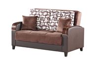 Two toned brown wood trim storage loveseat by Empire Furniture USA additional picture 4