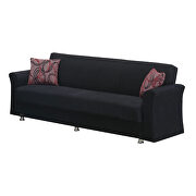 Versatile black fabric sofa bed w/ 2 pillows additional photo 2 of 5