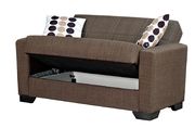 Brown fabric loveseat sofa bed w/ storage additional photo 2 of 2