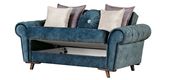 Stylish teak blue tufted arms storage sofa additional photo 5 of 8