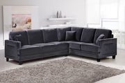 Modern 2pcs gray sectional w/ nailhead trim by Meridian additional picture 2