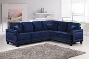 Modern 2pcs navy sectional w/ nailhead trim by Meridian additional picture 2