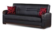 Black leatherette convertible sofa w/ storage additional photo 2 of 9