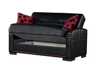 Black leatherette convertible loveseat additional photo 2 of 2