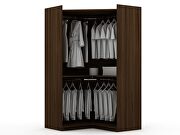 Modern open corner closet with 2 hanging rods in brown additional photo 4 of 5
