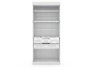 Open 1 sectional modern armoire wardrobe closet with 2 drawers in white additional photo 2 of 11