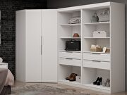 Open 1 sectional modern armoire wardrobe closet with 2 drawers in white by Manhattan Comfort additional picture 12