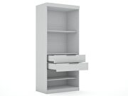 Open 1 sectional modern armoire wardrobe closet with 2 drawers in white additional photo 4 of 11