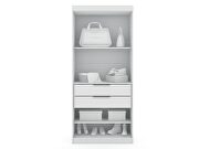 Open 1 sectional modern armoire wardrobe closet with 2 drawers in white additional photo 5 of 11