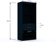 Open 1 sectional modern armoire wardrobe closet with 2 drawers in tatiana midnight blue by Manhattan Comfort additional picture 3
