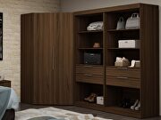 Open 1 sectional modern armoire wardrobe closet with 2 drawers in brown by Manhattan Comfort additional picture 13