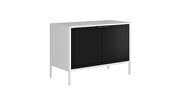 Low 27.55 wide TV stand cabinet in white and black by Manhattan Comfort additional picture 2