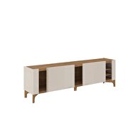 79.92 modern TV stand with media shelves and solid wood legs in off white by Manhattan Comfort additional picture 3