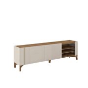 79.92 modern TV stand with media shelves and solid wood legs in off white by Manhattan Comfort additional picture 6