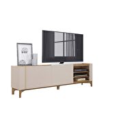 79.92 modern TV stand with media shelves and solid wood legs in off white by Manhattan Comfort additional picture 7