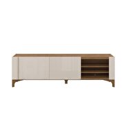 79.92 modern TV stand with media shelves and solid wood legs in off white by Manhattan Comfort additional picture 8