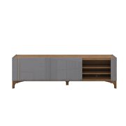 79.92 modern TV stand with media shelves and solid wood legs in gray by Manhattan Comfort additional picture 8