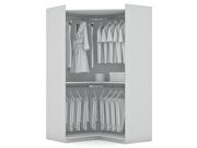 2.0 modern corner wardrobe closet with 2 hanging rods in white additional photo 5 of 9