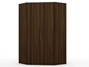 2.0 modern corner wardrobe closet with 2 hanging rods in brown additional photo 2 of 10
