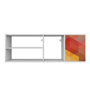 Floating entertainment center with 4 shelves  in white, red, yellow stamp by Manhattan Comfort additional picture 5