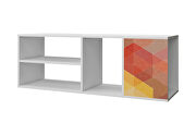 Floating entertainment center with 4 shelves  in white, red, yellow stamp by Manhattan Comfort additional picture 7