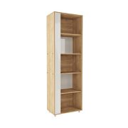 Mid-century- modern bookcase with 5 shelves in nature and off white by Manhattan Comfort additional picture 8