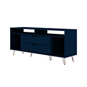 62.99 TV stand with metal legs and 2 drawers in tatiana midnight blue by Manhattan Comfort additional picture 8