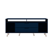 62.99 TV stand with metal legs and 2 drawers in tatiana midnight blue by Manhattan Comfort additional picture 9
