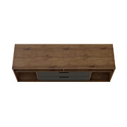 62.99 TV stand with metal legs and 2 drawers in nature and textured gray by Manhattan Comfort additional picture 3